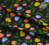 Watercolor Hand Drawn Leopard Silhouette Flower Leaf Pattern Digital Printed Fabric